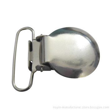 Suspender clip with round face, suspender clip with metal material